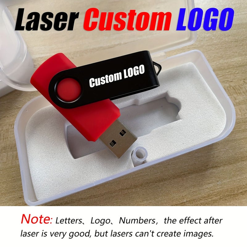 1 2 Free Custom Logo USB 2.0 Flash Drive 8GB Rotating Metal Pendrive Individually Packaged Box - Image 1