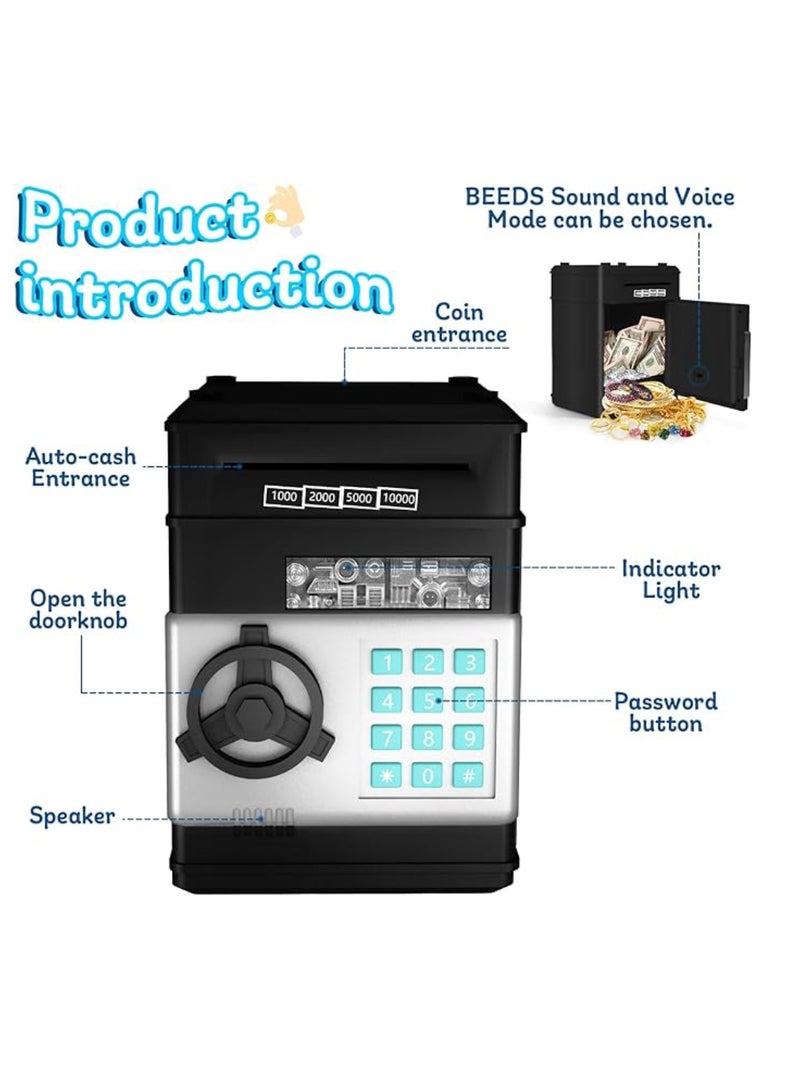 Yuwell Piggy Bank For Boys And Girls Kids Coin Bank With Safe Password Electronic Mini ATM With Auto Scroll Paper Money Best Birthday For Kids - Image 4