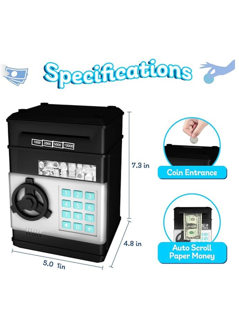 Yuwell Piggy Bank For Boys And Girls Kids Coin Bank With Safe Password Electronic Mini ATM With Auto Scroll Paper Money Best Birthday For Kids - Image 3