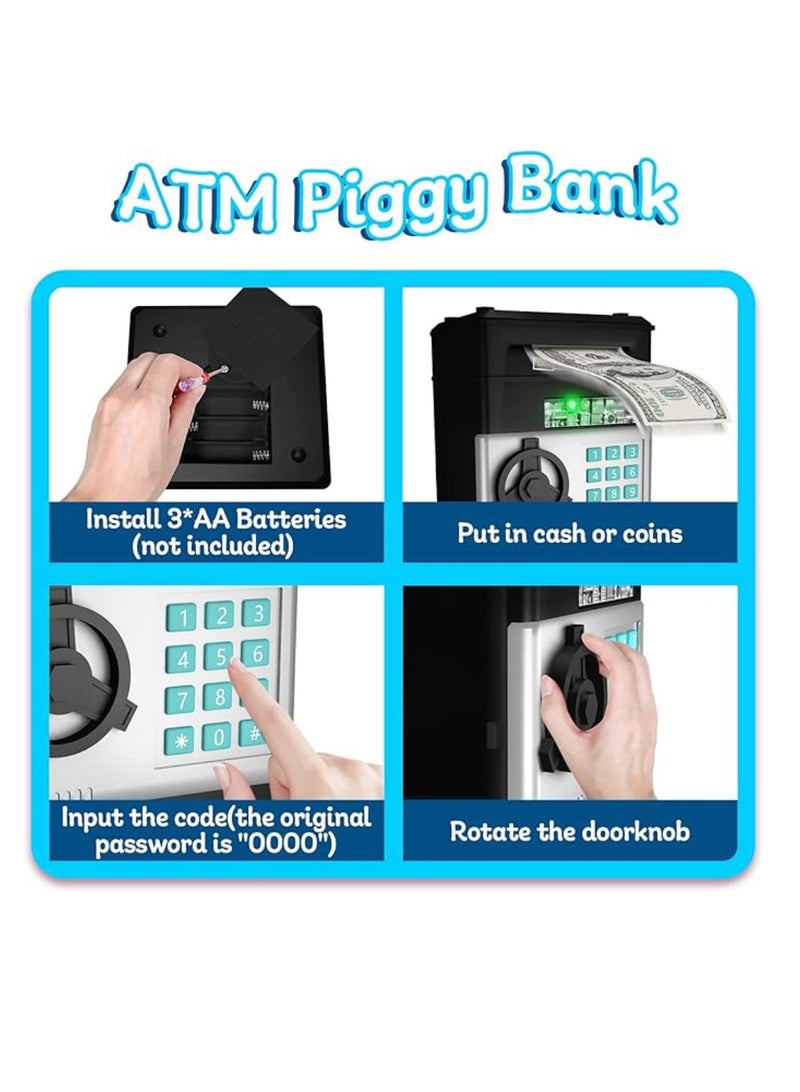 Yuwell Piggy Bank For Boys And Girls Kids Coin Bank With Safe Password Electronic Mini ATM With Auto Scroll Paper Money Best Birthday For Kids - Image 5