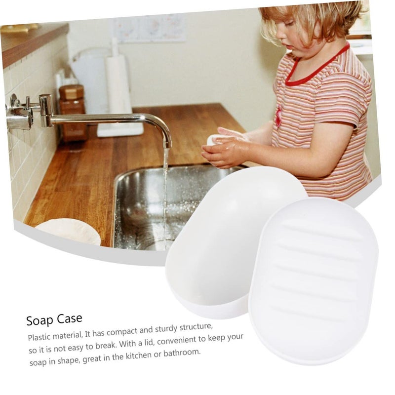 8 White Plastic Travel Soap Holder Case With Lid 11 5x7 5x4cm For Bathroom Kitchen And Outdoor Use - Image 5