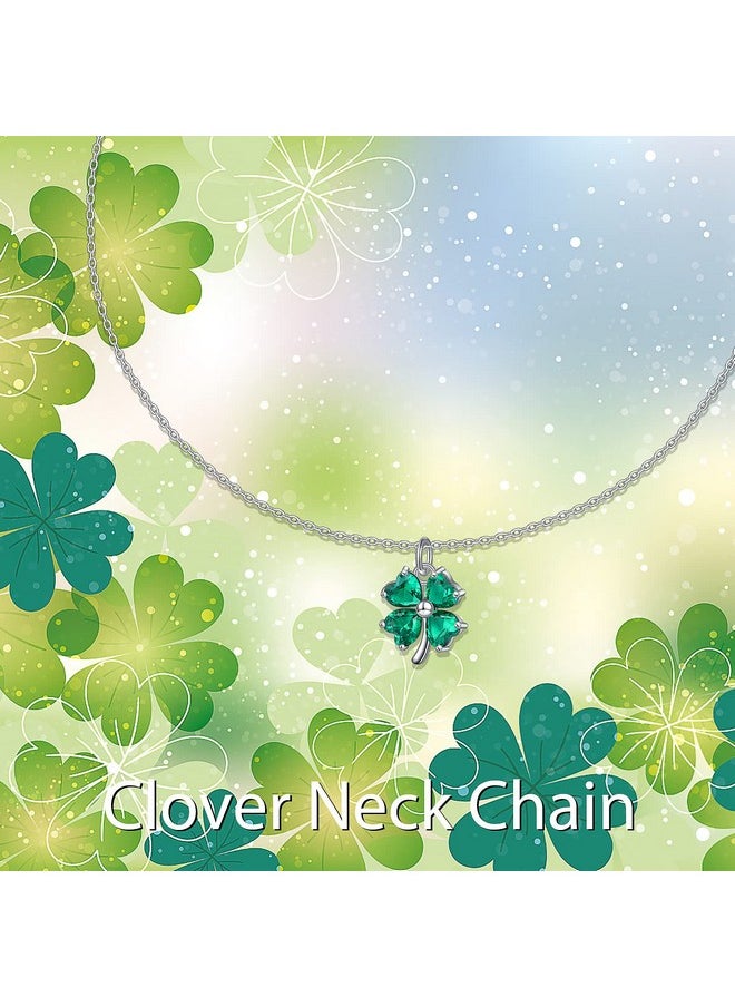 DAOCHONG S925 Sterling Silver Green Shamrock Four Leaf Clover Choker Short Dainty Lucky Necklace Pendant For Women Jewelry St. Patrick'S Day  - Image 5
