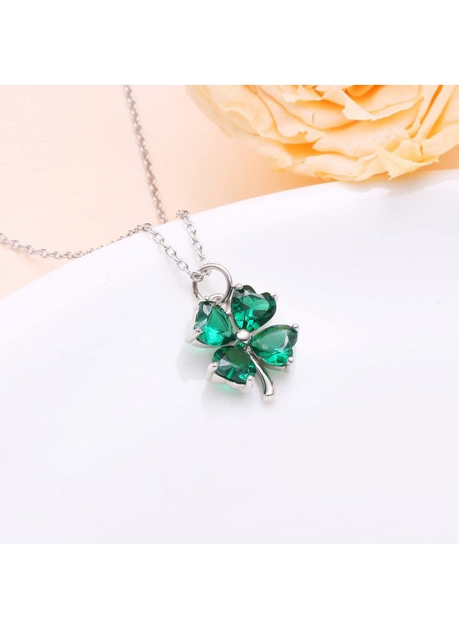 DAOCHONG S925 Sterling Silver Green Shamrock Four Leaf Clover Choker Short Dainty Lucky Necklace Pendant For Women Jewelry St. Patrick'S Day  - Image 3