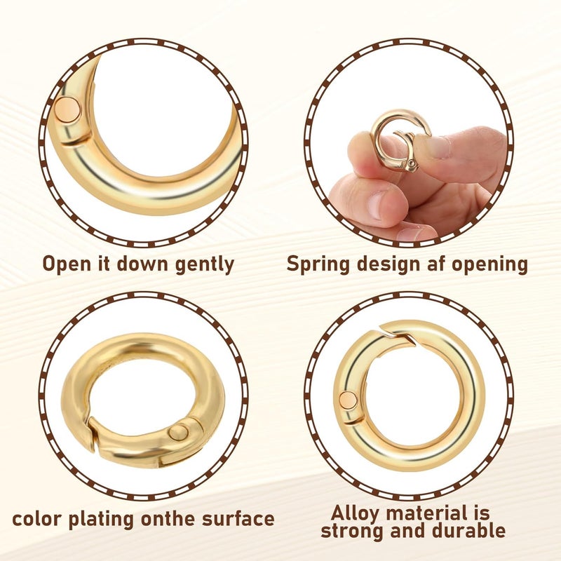 EVALUEMART 6Pcs 29Mm Zinc Alloy Round Spring Snap Hooks Clip DIY Accessories for Handbag Purse Shoulder Strap Key Chains,Circle Metal Key Ring Buckle(Golden) - Image 5