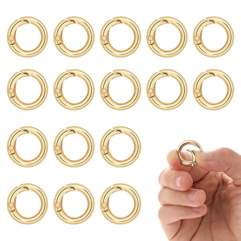 EVALUEMART 6Pcs 29Mm Zinc Alloy Round Spring Snap Hooks Clip DIY Accessories for Handbag Purse Shoulder Strap Key Chains,Circle Metal Key Ring Buckle(Golden) - Image 2