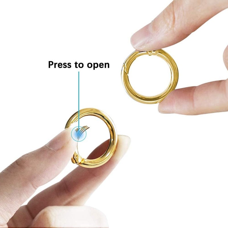EVALUEMART 6Pcs 29Mm Zinc Alloy Round Spring Snap Hooks Clip DIY Accessories for Handbag Purse Shoulder Strap Key Chains,Circle Metal Key Ring Buckle(Golden) - Image 3