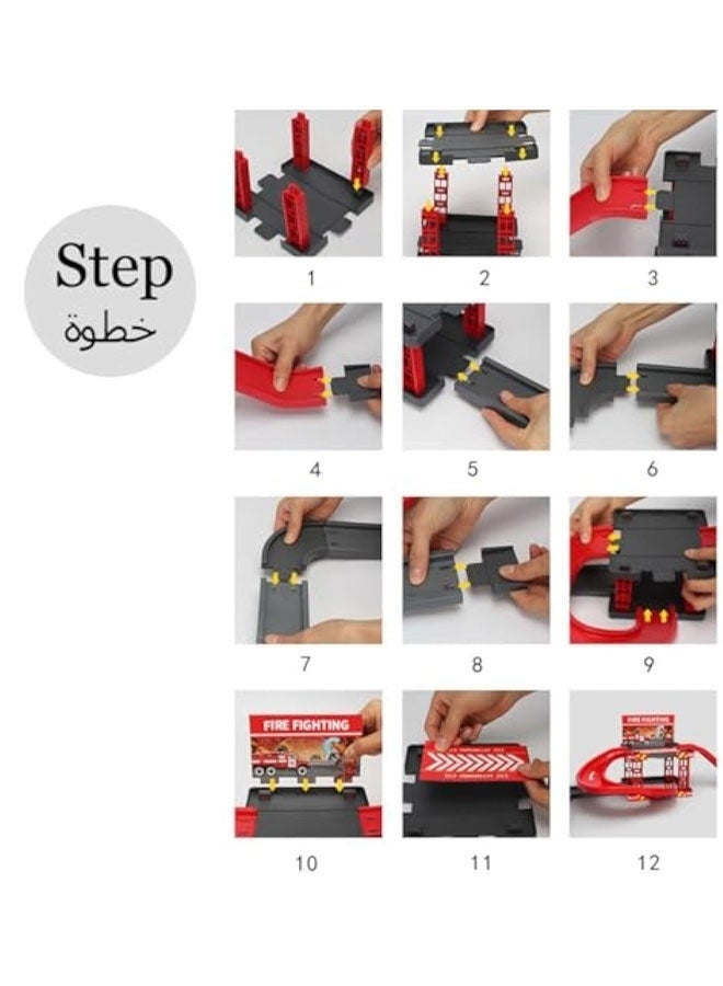 YelaJoy 34 PCS Construction Track Set, with 4 Cars And Plenty Of Accessories, Construction Track Car Set, Flexible Track Toy Set, Diy Construction Vehicle Toy, Easy To Assemble - Image 5