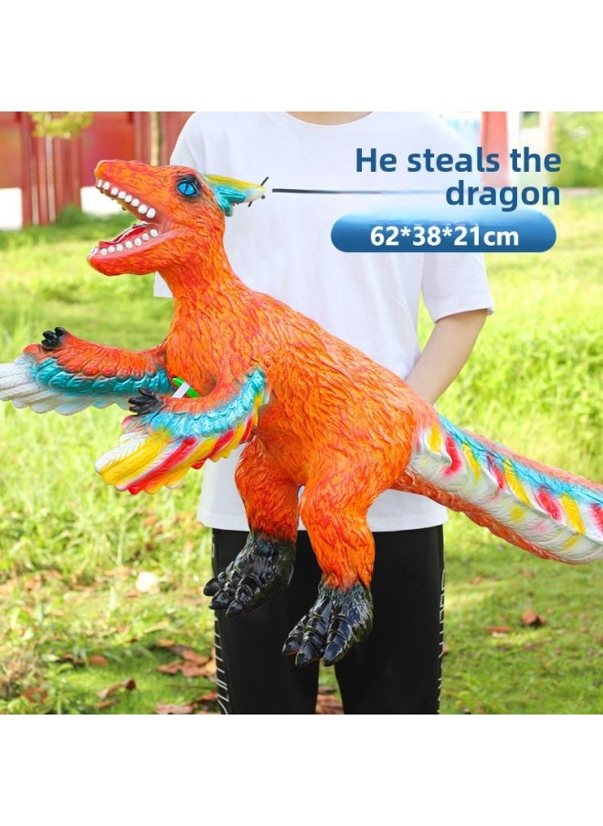 Generic - Customized Large Dinosaur Toy Soft Rubber Enamel Floor Stall Dinosaur Tyrannosaurus Triceratops Toy Model Boy-Color:62cm Utah Raptor-Specification:498 Screams - Image 1