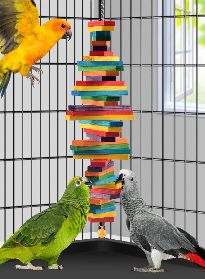Bissap Bird Chew Toys, Multicolored Bagel Cascade Bird Parrot Chewing Sticks Biting Wooden Blocks Toy for Medium Amazon Cockatiels Cockatoos Macaws and Similar Sized Pet Birds - Image 5