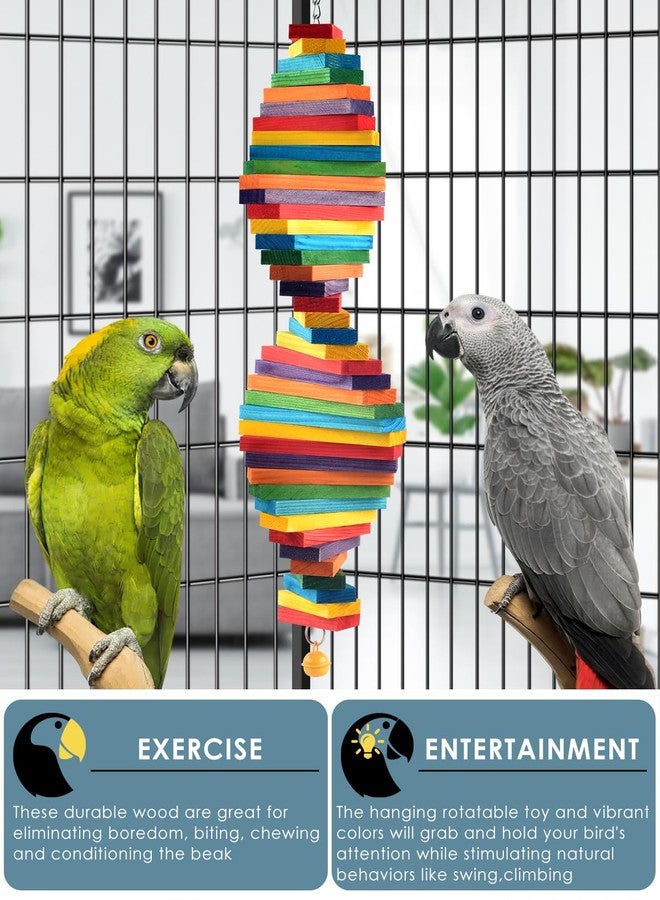 Bissap Bird Chew Toys, Multicolored Bagel Cascade Bird Parrot Chewing Sticks Biting Wooden Blocks Toy for Medium Amazon Cockatiels Cockatoos Macaws and Similar Sized Pet Birds - Image 4