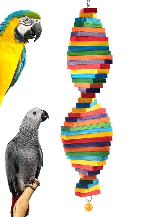 Bissap Bird Chew Toys, Multicolored Bagel Cascade Bird Parrot Chewing Sticks Biting Wooden Blocks Toy for Medium Amazon Cockatiels Cockatoos Macaws and Similar Sized Pet Birds - Image 1