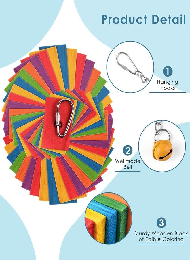 Bissap Bird Chew Toys, Multicolored Bagel Cascade Bird Parrot Chewing Sticks Biting Wooden Blocks Toy for Medium Amazon Cockatiels Cockatoos Macaws and Similar Sized Pet Birds - Image 3