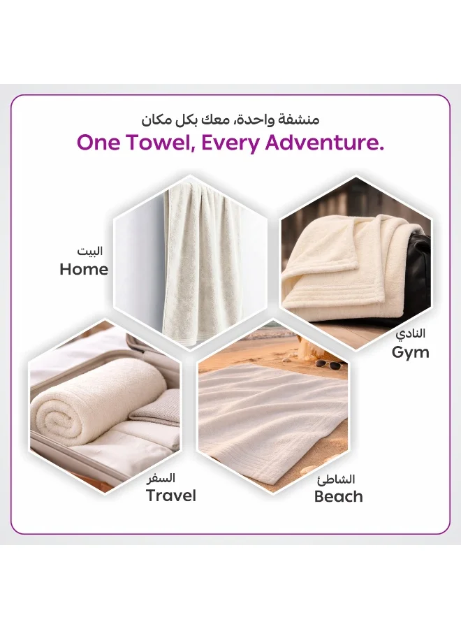 Donetella white Bath Towel (2 Pack, 70 X 140 cm) - Microfiber 330 GSM - Super Soft, Highly Absorbent, Quick Drying Thick Bathroom Towels - Soft Hotel Quality for Bath and Spa  | Best Price UAE