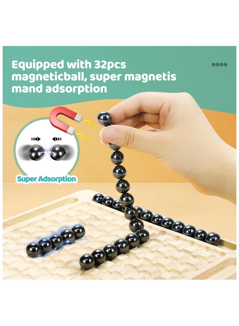 32 كرة مغناطيسية، مجموعة شطرنج مغناطيسية من 2 إلى 4 لاعبين، لعبة لوحية محمولة للسفر، ألعاب لوحية عائلية للأطفال والكبار، لعبة تعليمية للفصول الدراسية والمنزل - Image 4