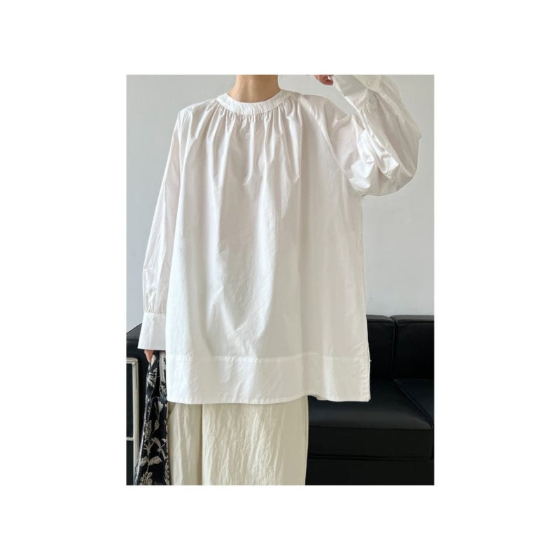 Luxi Korean Style Loose Lazy Basic Round Neck Pleated Raglan Sleeve Mid-length Sun Protection Shirt Women's 3683 - Image 2