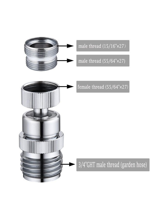 walkinginrain Faucet Adapter with Aerator, Sink Faucet to 3/4" Garden Hose Adapter, Swivel Faucet Adapter Kit, Faucet Adapter to Garden Hose for Kitchen Bathroom - Image 2