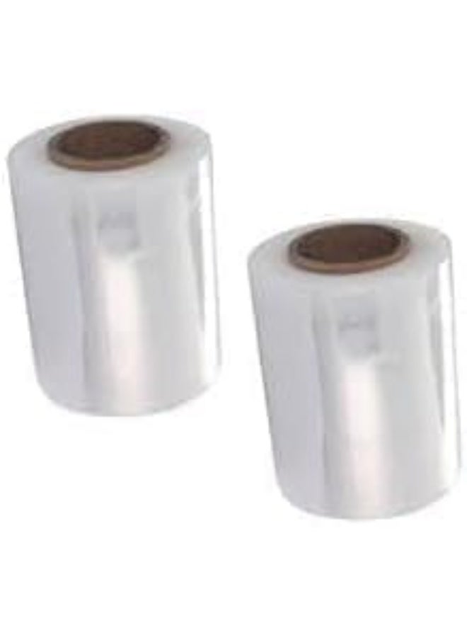 2 Rolls Industrial Strength Small Stretch Hand Wrap 10cm x 200cm Clear Plastic Moving Supplies Durable Self Adhesive Wrap  - Image 2