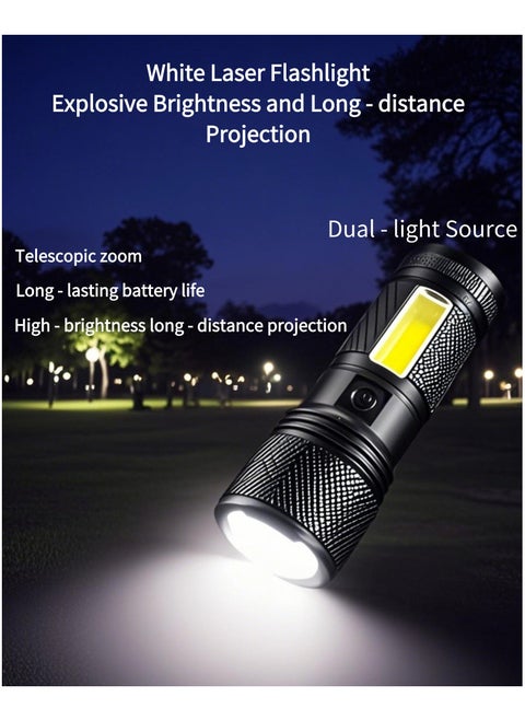 Flashlight for Camping | 9 Modes High Lumens Waterproof and Shockproof Torch Light | 1500 Meters Zoomable 30W LED Camping Accessory | 5000mAh Rechargeable Battery for Up to 10-Hour Usage | Magnetic Base with COB Side Light for Multiple Use Cases
