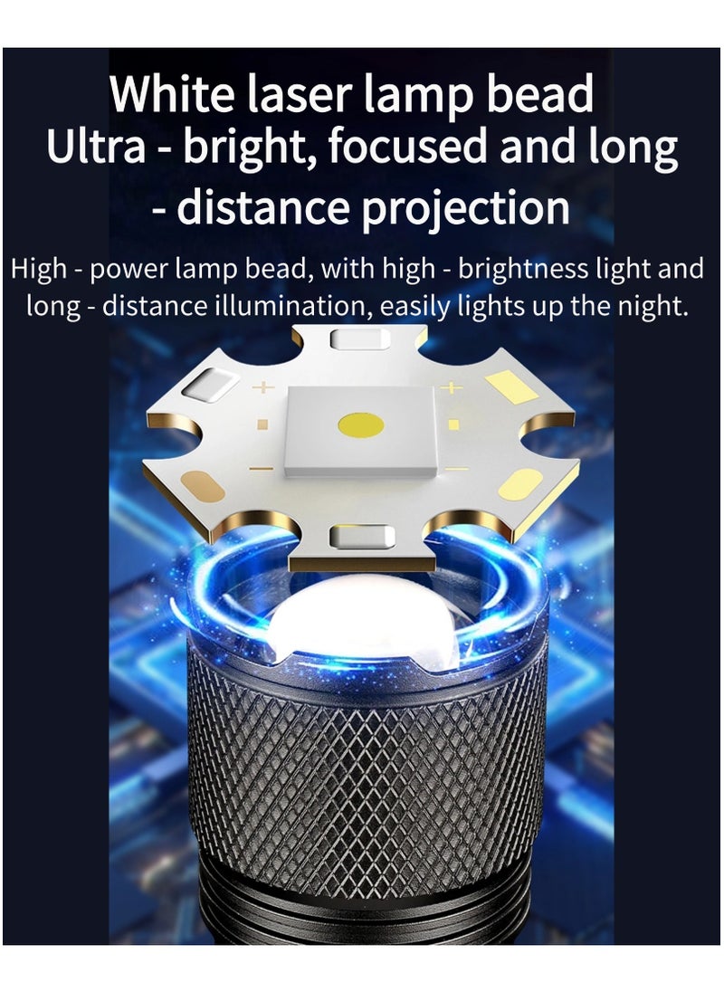 Flashlight for Camping | 9 Modes High Lumens Waterproof and Shockproof Torch Light | 1500 Meters Zoomable 30W LED Camping Accessory | 5000mAh Rechargeable Battery for Up to 10-Hour Usage | Magnetic Base with COB Side Light for Multiple Use Cases