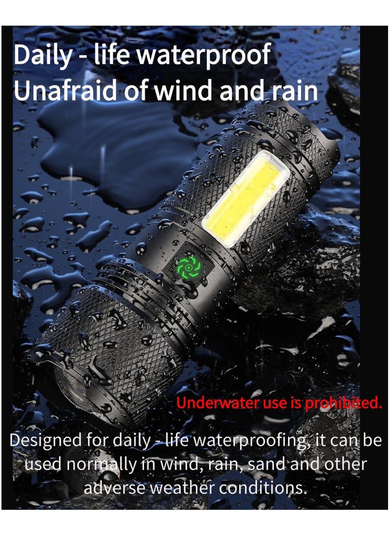 Flashlight for Camping | 9 Modes High Lumens Waterproof and Shockproof Torch Light | 1500 Meters Zoomable 30W LED Camping Accessory | 5000mAh Rechargeable Battery for Up to 10-Hour Usage | Magnetic Base with COB Side Light for Multiple Use Cases