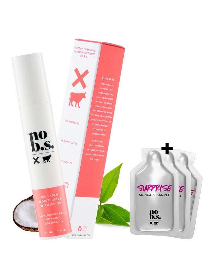 NO B. S. NO BAD STUFF - No Bs Collagen Face Moisturizer With Spf 20. Daily Face Moisturizers For Women. Antiaging Face Sunscreen Cream. Includes Free Skincare Samples - Image 1
