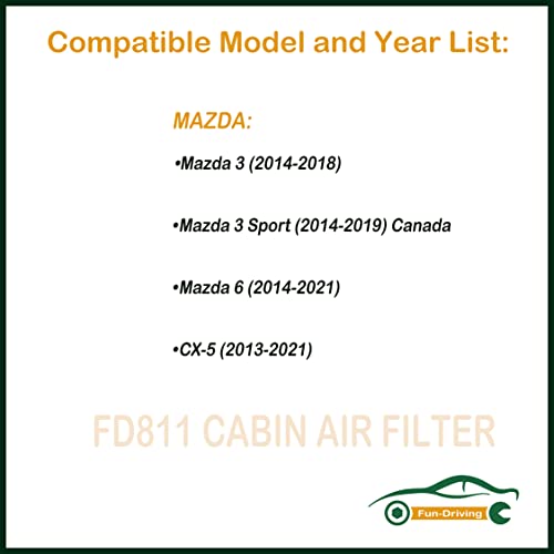 FUN-DRIVING 2 Pack White FD811 Cabin air filter for Mazda 3,6,CX-5, Replacement for CF11811,KD45-61-J6X - Image 2