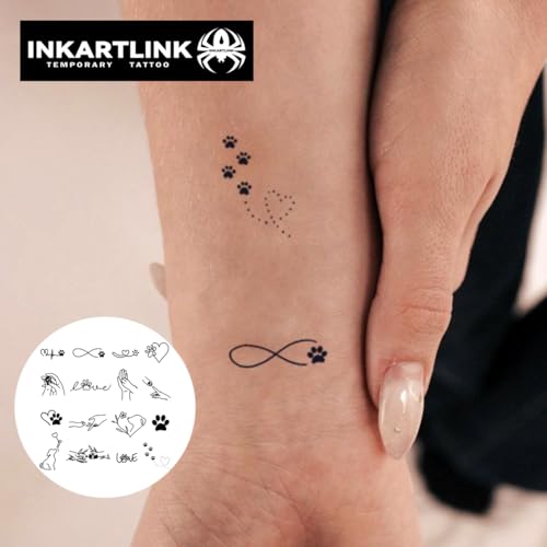 INKARTLINK Tattoo Tech, 15 Design/1 Sheet Small Semi Permanent Tattoo, Temporary Tattoos, Last 1-2 Weeks, Waterproof, Realistic Look, No Adhesive, No Reflection (2x3inch Love dogs the most) - Image 2