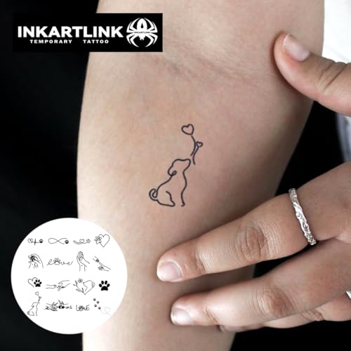 INKARTLINK Tattoo Tech, 15 Design/1 Sheet Small Semi Permanent Tattoo, Temporary Tattoos, Last 1-2 Weeks, Waterproof, Realistic Look, No Adhesive, No Reflection (2x3inch Love dogs the most) - Image 3