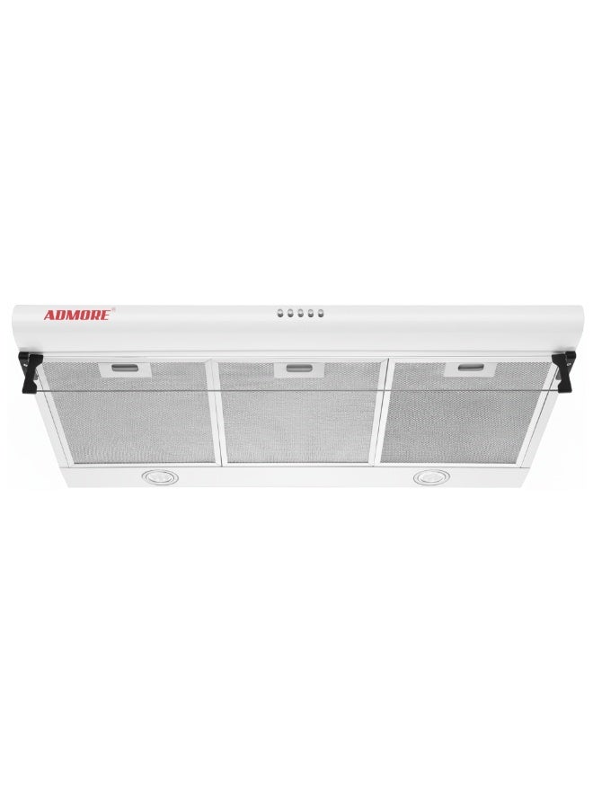 ADMORE 90cm Slim Cooker Hood (White) - Under Cabinet Range Hood with 3-Speed Fan, 2 LED Lights & Carbon Filter - Convertible (Ducted or Recirculating)