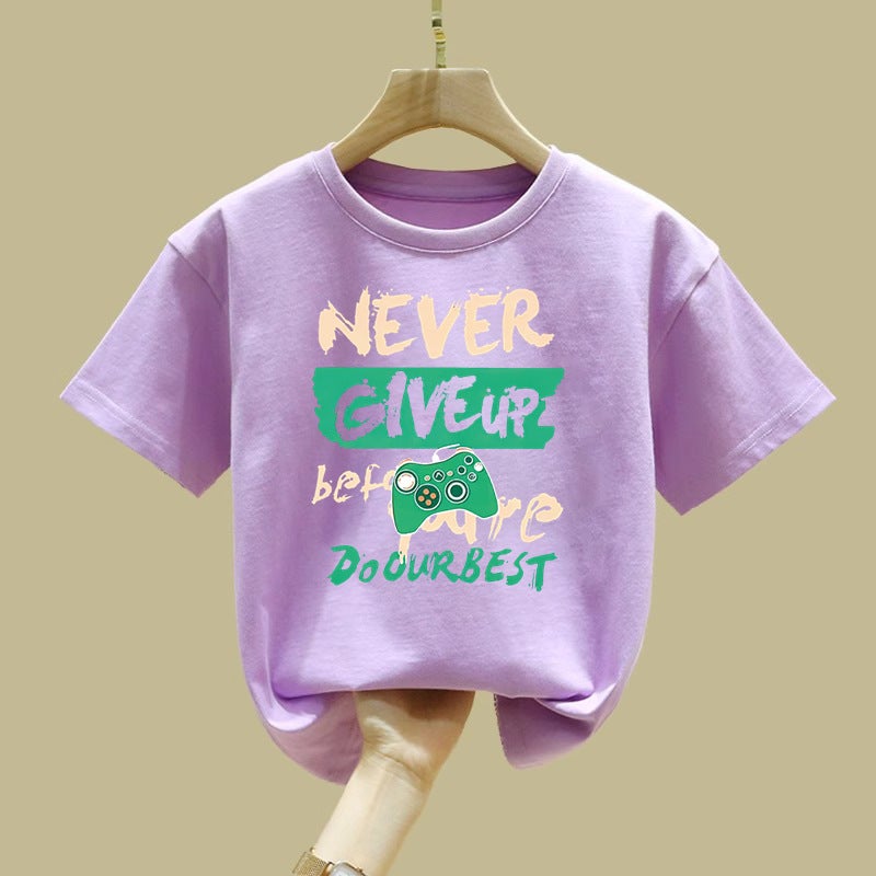 2097# Children'S Short-Sleeved T-Shirt Summer Pure New Boys Cotton Korean Girls' Boys' Clothes Half-Sleeved Top Children'S Clothing - Image 1