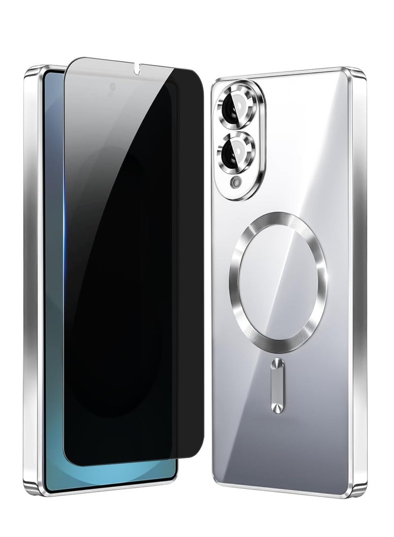 BORTONY Samsung Galaxy S25 Edge Case Cover Slim Clear Luxury with Privacy Matte Screen Protector Compatible with MagSafe Shockproof Cover for S25 Edge 6.7-inch - Image 1