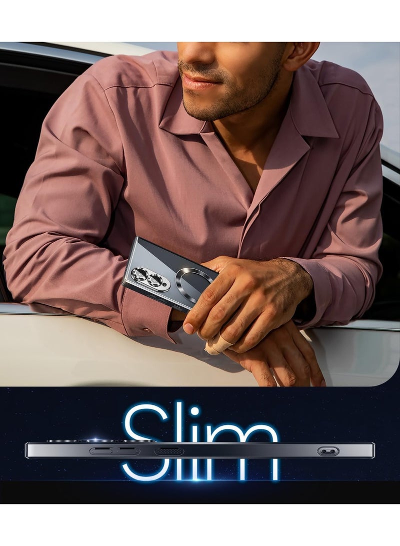 BORTONY Samsung Galaxy S25 Edge Case Cover Slim Clear Luxury with Privacy Matte Screen Protector Compatible with MagSafe Shockproof Cover for S25 Edge 6.7-inch - Image 4