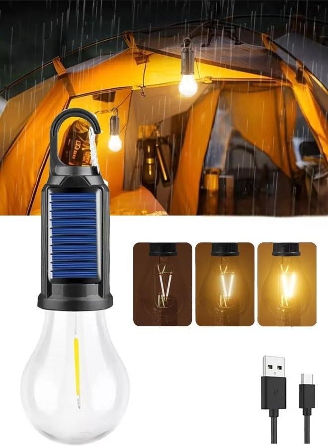 Solar Rechargeable Camping Lights, Waterproof LED Tent Lights with USB Cable, 3 Modes Hanging Camping Lantern, Hanging Lamp for Hiking, Emergency, Camping, Household, Car Repairing(1PCS) - Image 1