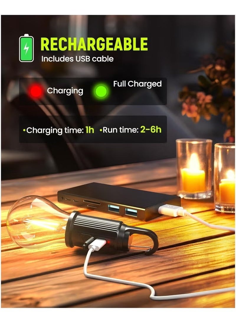 Solar Rechargeable Camping Lights, Waterproof LED Tent Lights with USB Cable, 3 Modes Hanging Camping Lantern, Hanging Lamp for Hiking, Emergency, Camping, Household, Car Repairing(1PCS) - Image 3