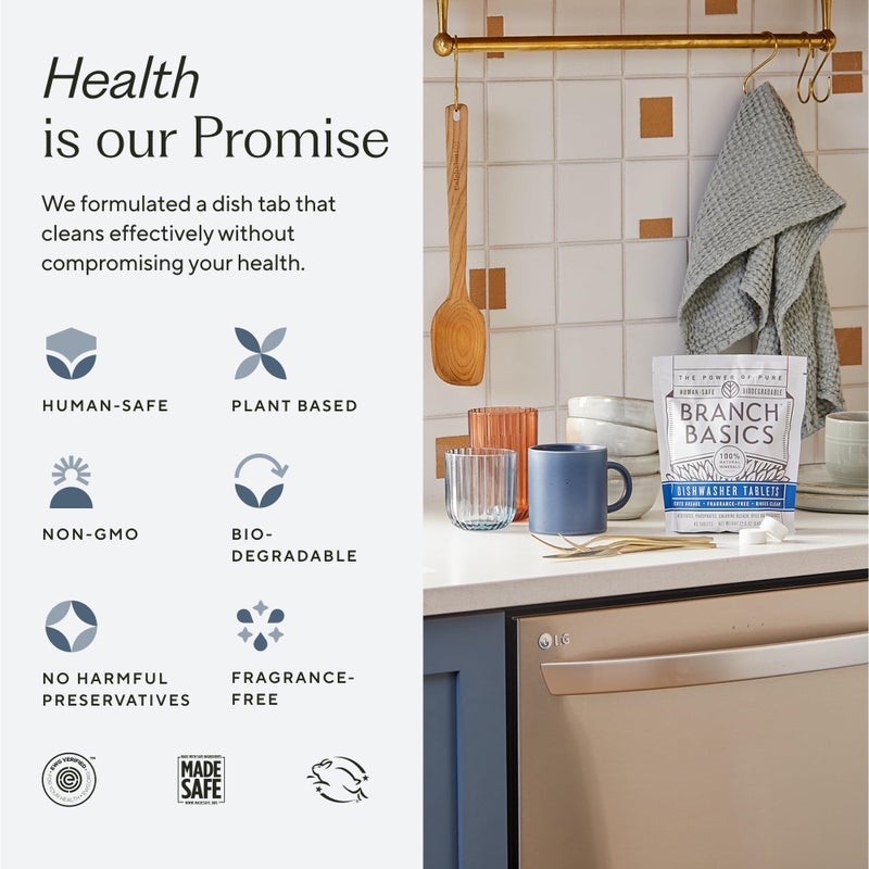 Branch Basics Dishwasher Tablets - 40 Ct, 3 Pack | Plastic-Free, Fragrance-Free, Human-Safe | Delivers a Powerful Clean Without Harsh Chemicals - Image 2