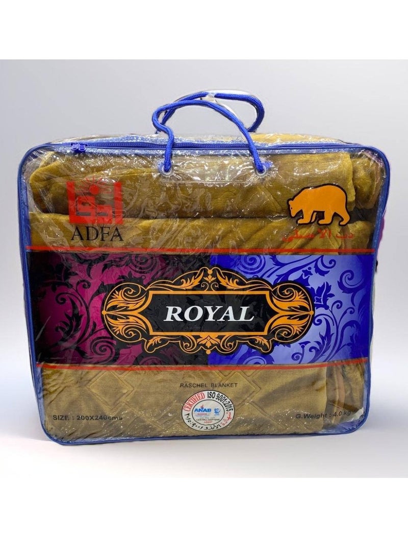 رويال بطانية سرير مزدوجة فائقة النعومة للشتاء الثقيل، بطانية طبقة واحدة مقاس نفرين مع حقيبة فاخرة - 4 كجم ، مقاس 240X200 سم . - Image 2