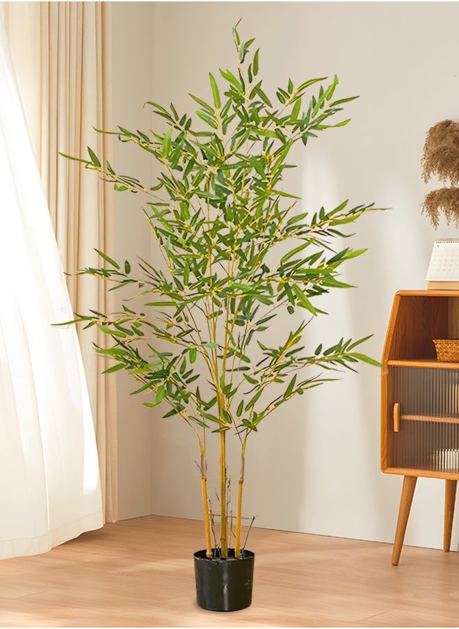 Generic 47.2-Inch Artificial Bamboo Tree, Lifelike Fake Plant with Pot, Artificial Tree with 1,000+ Natural-Looking Leaves, Ideal for Indoor  Outdoor Decorative Use  - Image 1