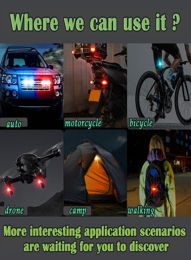 tecooller Wireless Strobe LED Lights,4 Pcs,RGB Emergency Warning Lights,USB Rechargeable,Totally 30 Flash Modes,High Brightness,Compatible for Car,Motorcycle,Bicycle - Image 4