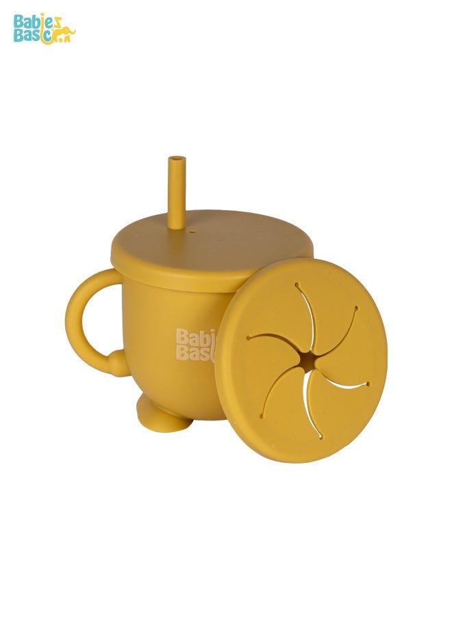 Babies Basic - Multi Purpose 2 In 1 Silicone Cup With Interchangable Straw And Snack Lid - Image 1