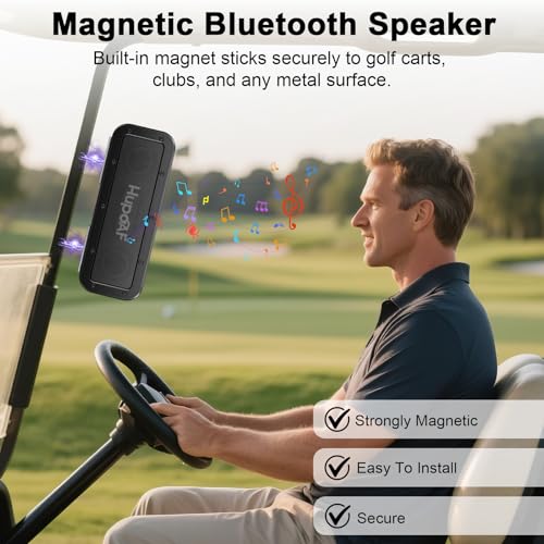 Hupoaf Portable Bluetooth Golf Speaker, 50W Strong Magnetic Bluetooth Speaker Wireless, 6600mAh Loud Stereo Sound, 30Hrs Dual Pairing for Golf Cart, IPX7 Waterproof, SD Card for Camping/Home/Outdoor - Image 2