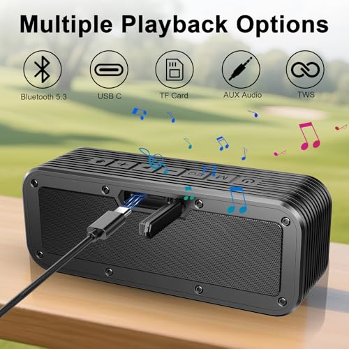 Hupoaf Portable Bluetooth Golf Speaker, 50W Strong Magnetic Bluetooth Speaker Wireless, 6600mAh Loud Stereo Sound, 30Hrs Dual Pairing for Golf Cart, IPX7 Waterproof, SD Card for Camping/Home/Outdoor - Image 5