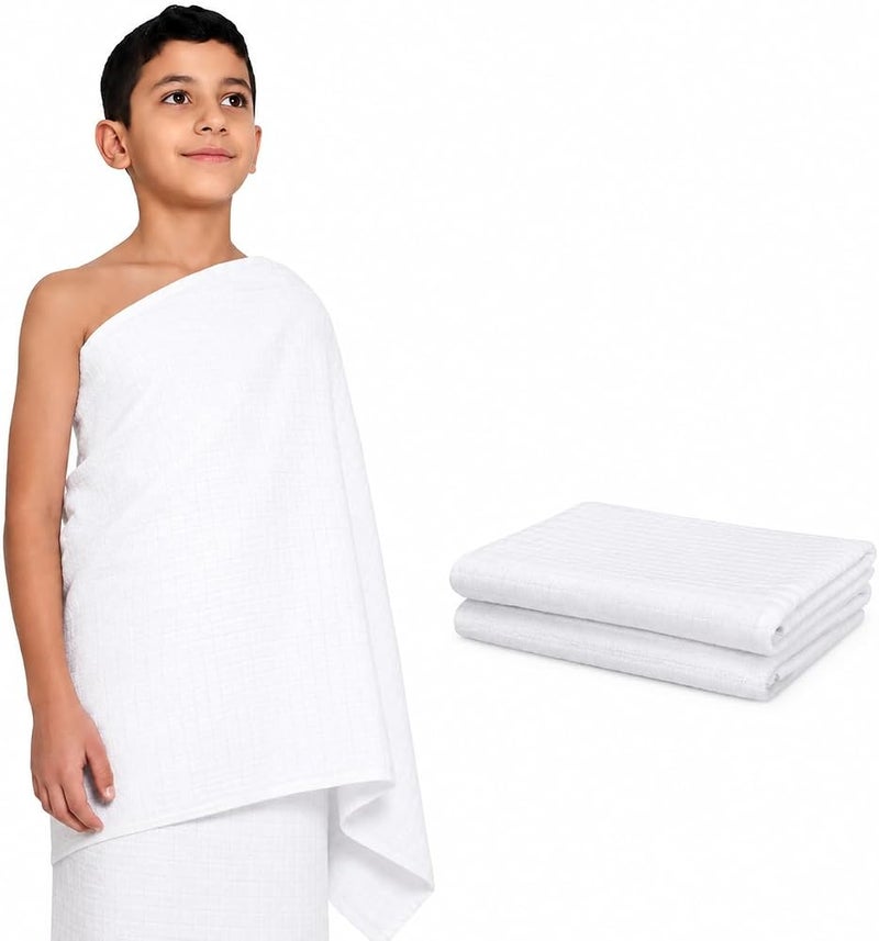 Ihram for Boys Towel 6–10 Years White Islamic Ahram Ehram Pilgrimage Garment Absorbent Breathable Kids Ihram Clothes for Hajj Umrah Rituals - Image 1