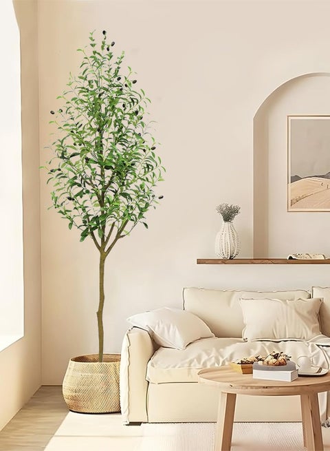 اشجار زينة صناعية للمنازل شجر صناعي زيتون مع اصيص فروع وزيتون مزيفة نباتات واقعية لديكور المنزل والمكتب وغرف المعيشة