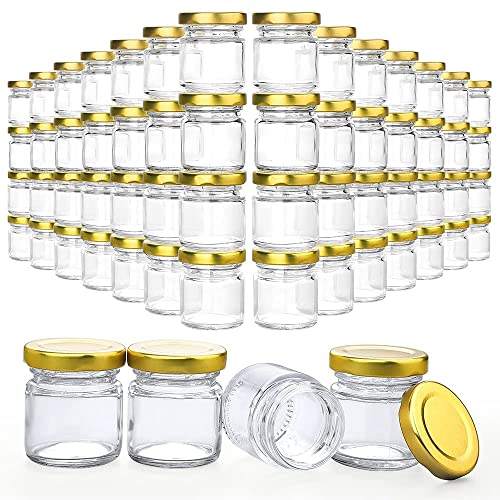 Folinstall 60 Pack Small Glass Jars with Lids 15 oz Mini Honey Jars Candle Jar for Candle Making for Gifts Crafts Spices Wedding Party Favors