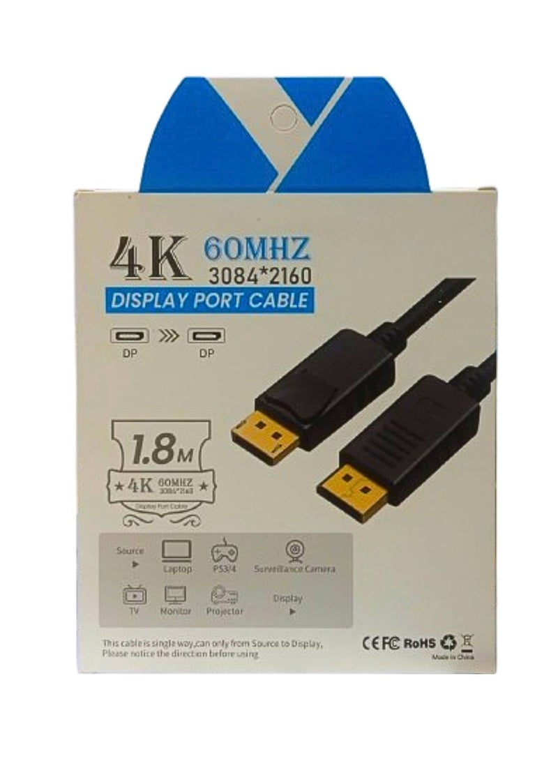 Terabyte DP to DP Cable DP to DP Display Port Cable DP Cable HD Dispaly Compatible with Computer Desktop Laptop PC Monitor Projector 1.8M Black - Image 2