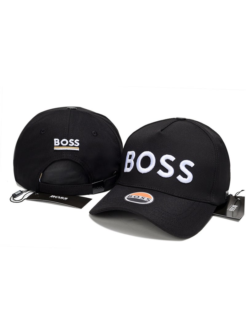 BOSS Black Baseball Cap with Large White Logo