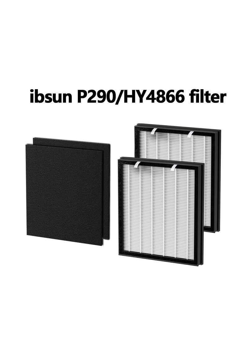 ibsun P290/HY4866 Air Purifier Replacement Filter, H13 True HEPA Filter with Activated Carbon for Dust, Pollen, Pet Hair, Pet Dander and Household Odors - Image 1