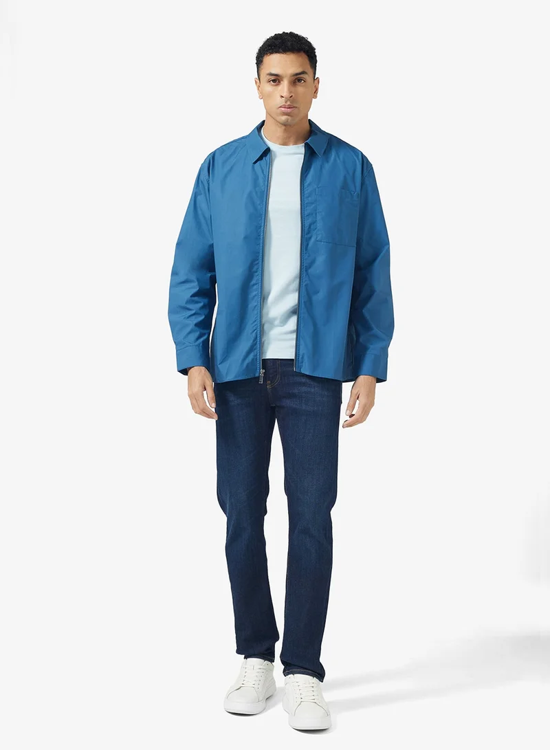 Calvin Klein Jeans  Relaxed Zip Up Poplin Overshirt for Men | Best Price UAE