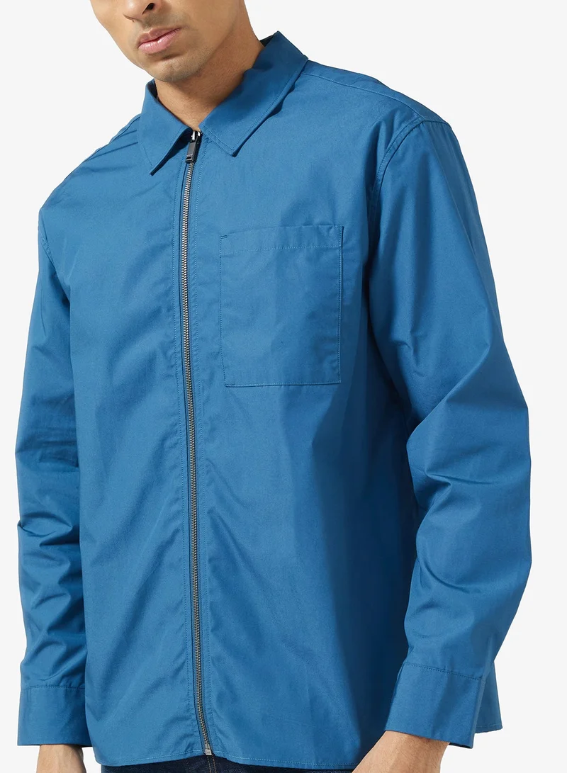 Calvin Klein Jeans  Relaxed Zip Up Poplin Overshirt for Men | Best Price UAE