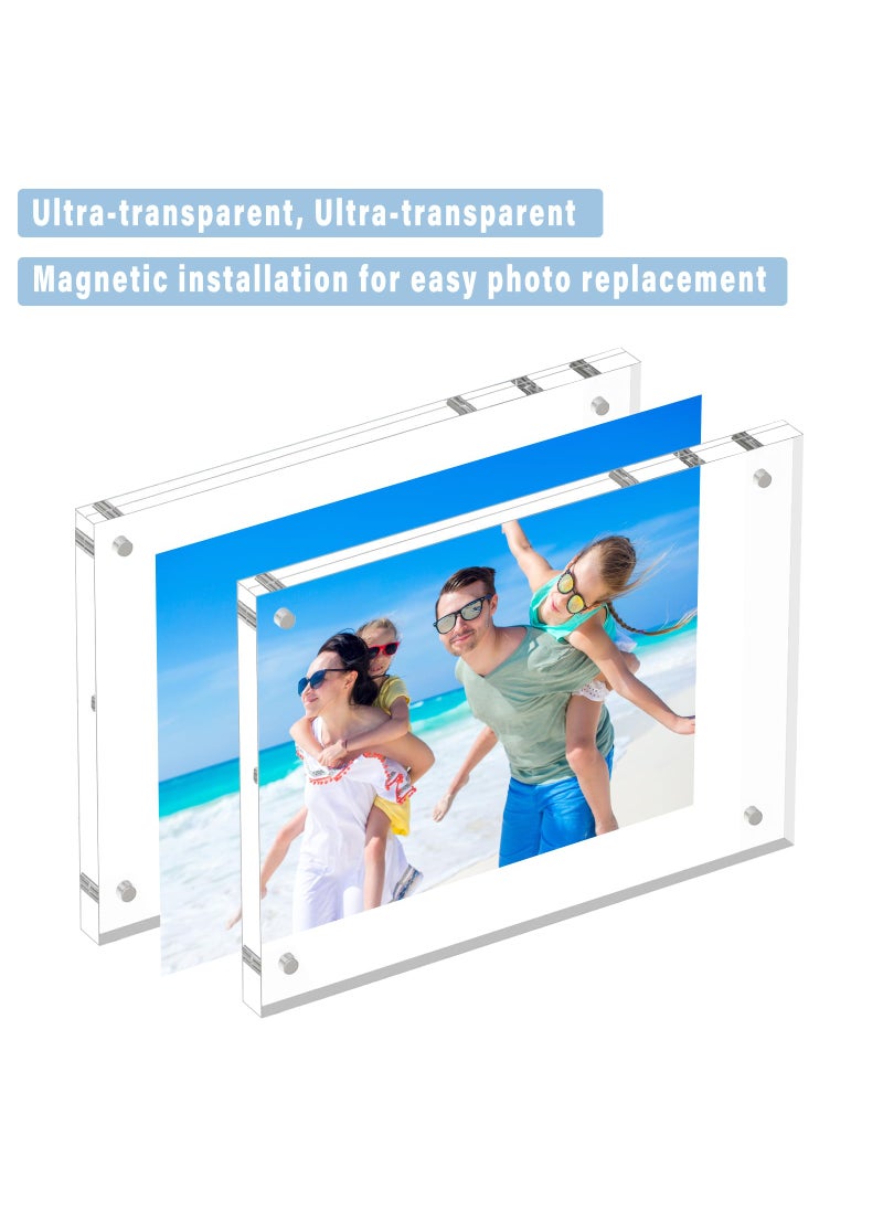HELPLEX Acrylic Frame  5 Pack 6x8 Acrylic Picture Frames  20mm Thicker Frameless Clear Frame Double Sided Magnetic Frame  Free Standing Desktop Display Stand Acrylic Frames